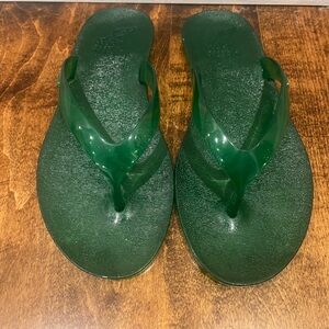 Ancient Greek Sandals Jelly Flip Flops In Green, Size 7